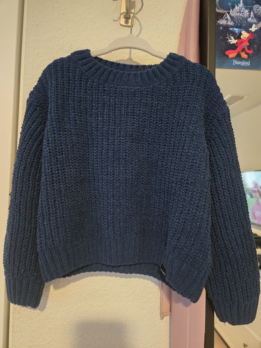 DKNY Navy Textured Crewneck Sweater